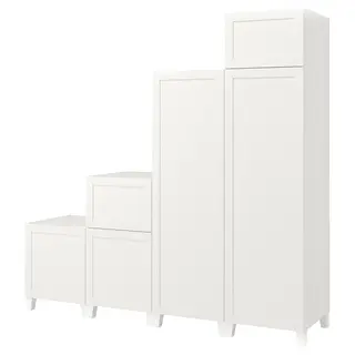 PLATSA wardrobe w 6 doors, white/Sannidal white, 240x57x231 cm