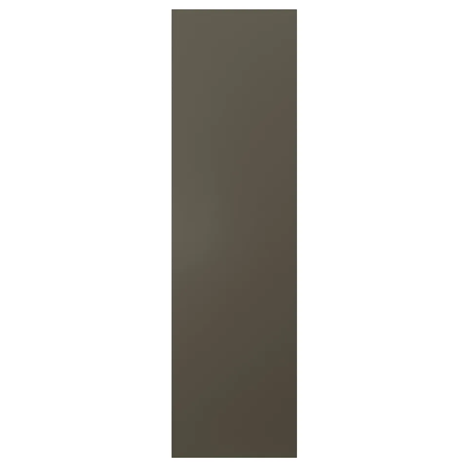 This image a HAVSTORP kitchen cabinet panel in dark brown/beige, with a smooth surface and rectangular shape.