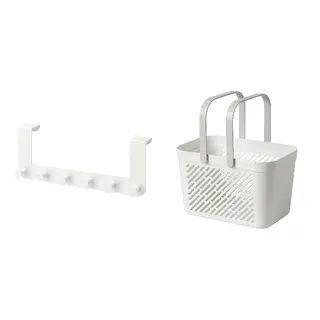 ENUDDEN/RÅNEN set: hanger for door + basket, white + white/grey, Width 35 x Height 13 cm