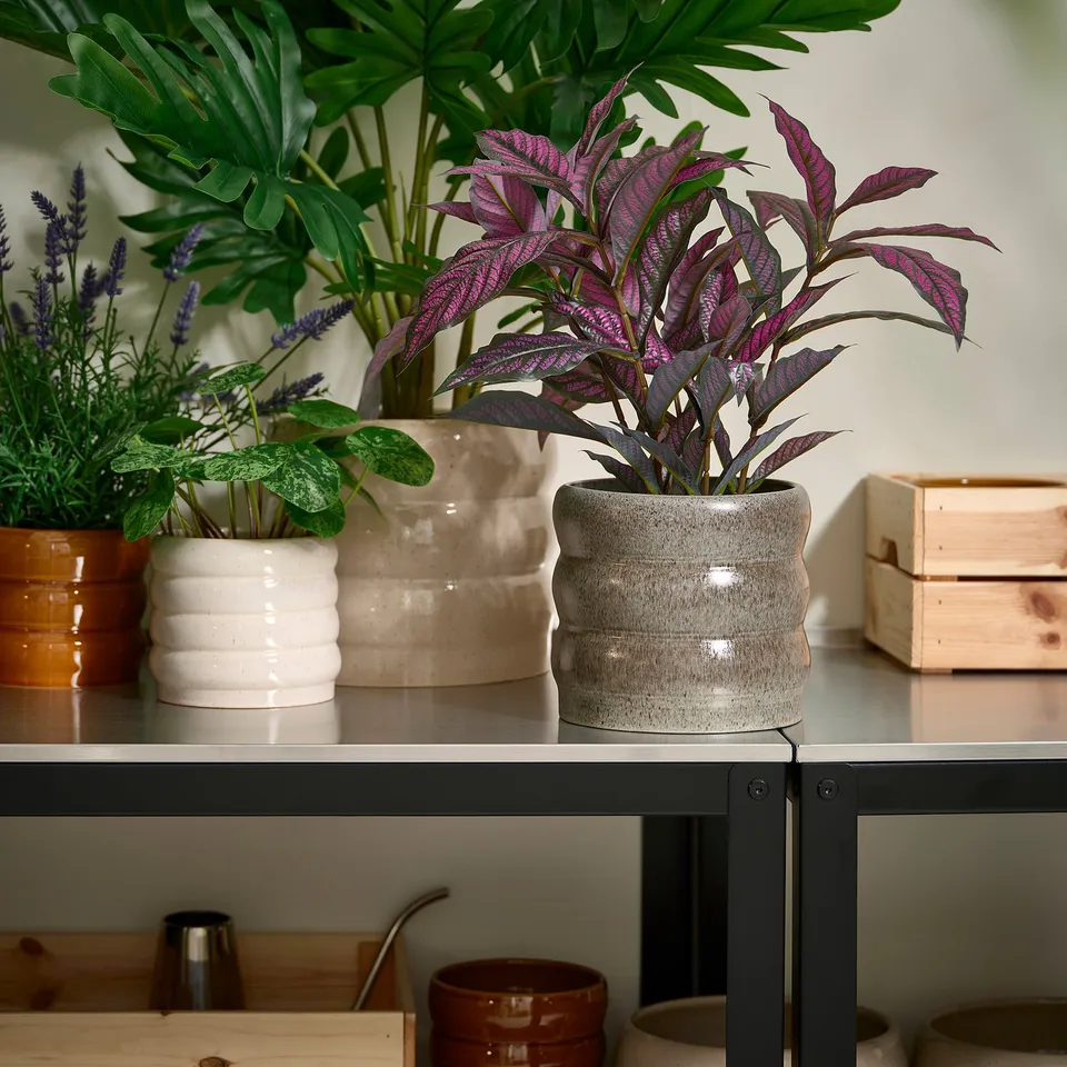 HASSELBUKETT Plant pot, in/outdoor/grey, 15 cm