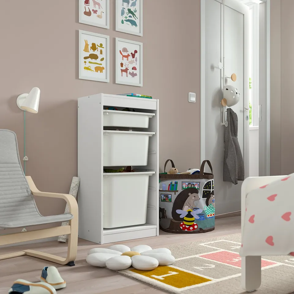 TROFAST Storage combination with boxes, white/white, 46x30x95 cm