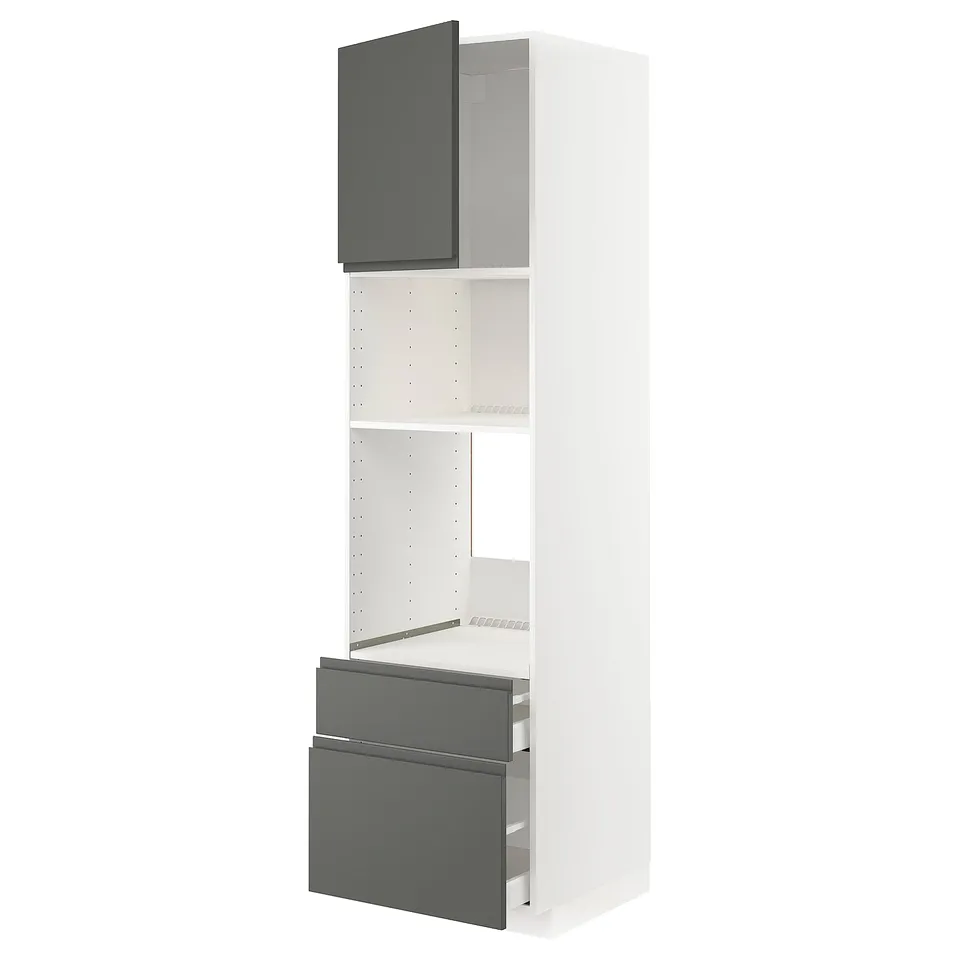 Modern kitchen cabinet, METOD, white & dark grey, with adjustable shelf, soft-closing drawers.