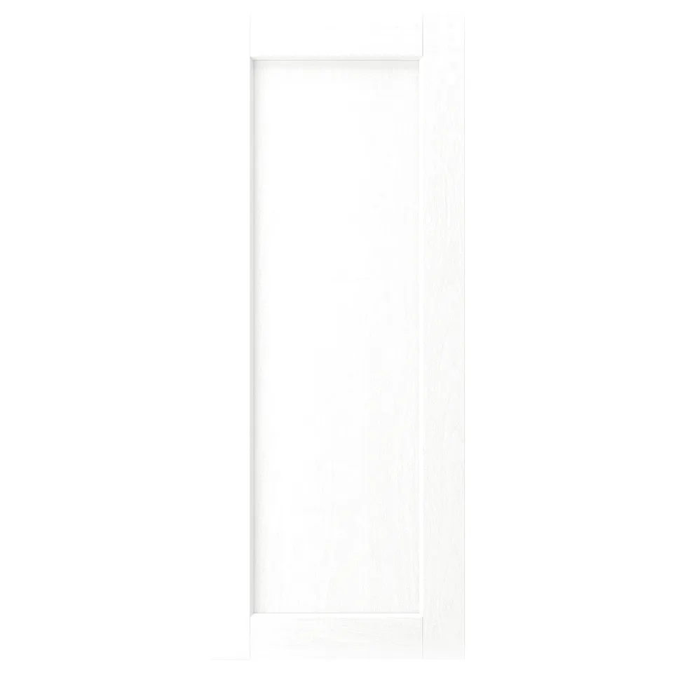 White ENKÖPING cabinet door, classic style with subtle wood texture, rectangular shape.