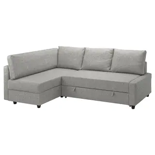 FRIHETEN / KLAGSHAMN corner sofa-bed with storage, Faringe light grey, Depth 151 x Width 230 cm