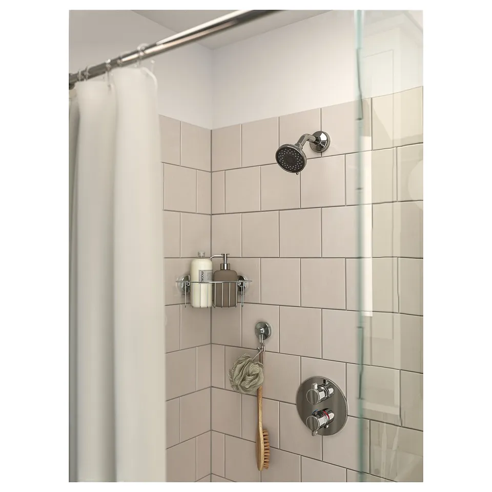 KROKFJORDEN Corner shelf unit with suction cup, zinc plated, 20x11 cm