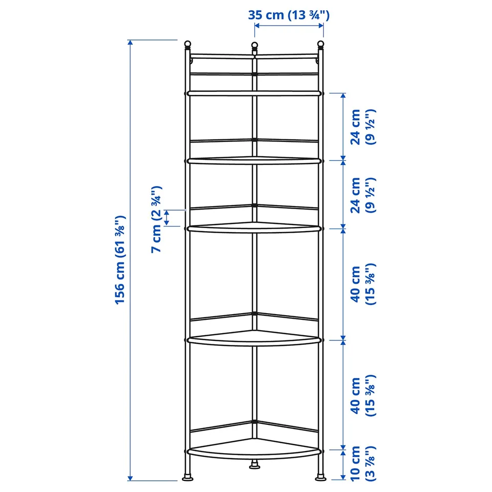 FRÖSJÖN Corner shelf unit, black, 35x156 cm