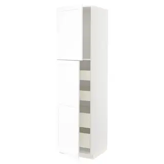 METOD / MAXIMERA hi cab w 2 doors/4 drawers, white Enköping/white wood effect, 60x60x220 cm