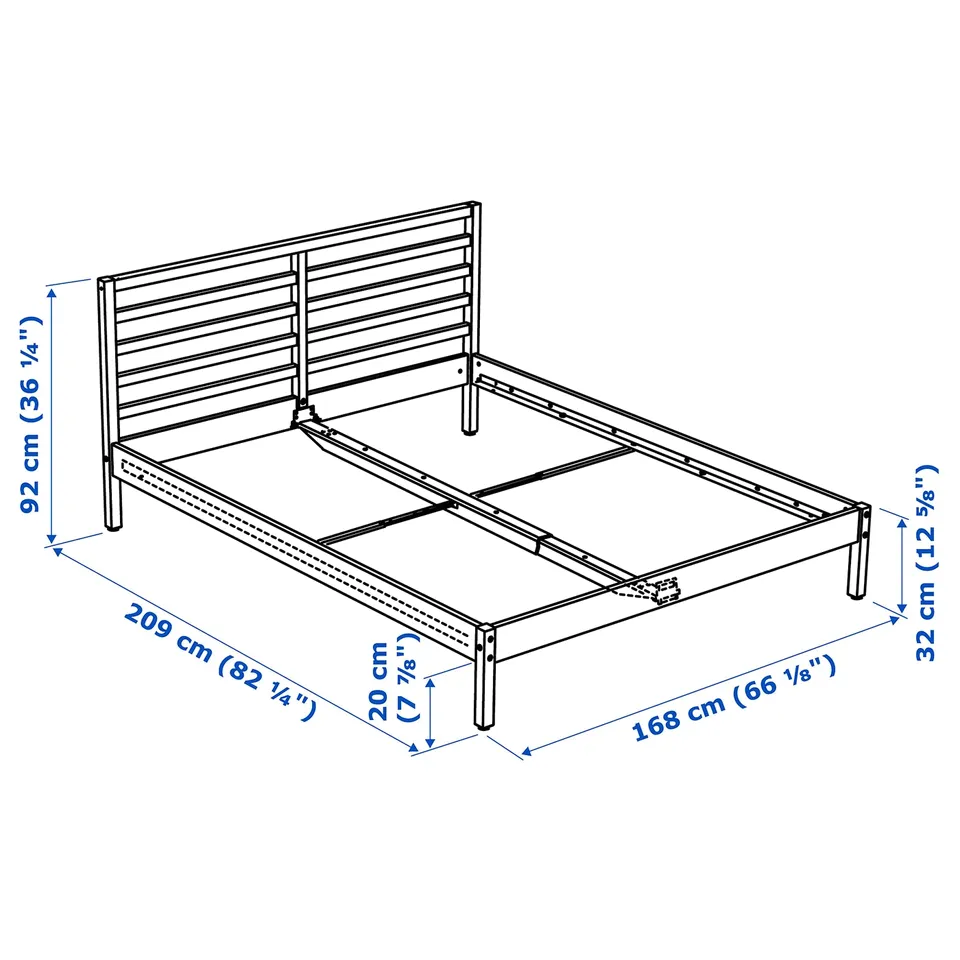 Illustration with measurements for the product: TARVA.