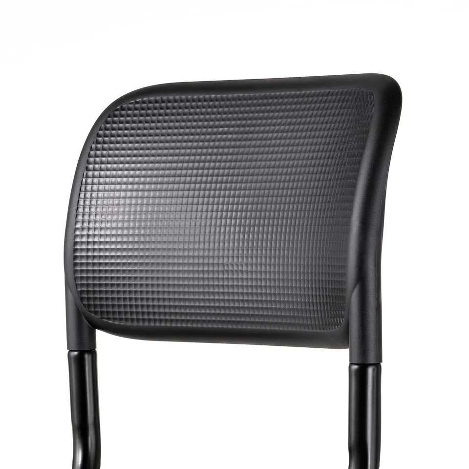 Modern office swivel chair with ergonomic mesh back and sturdy metal legs.