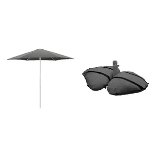 HÖGÖN/IGGÖN set: parasol+parasol base, grey + dark grey, 270 cm