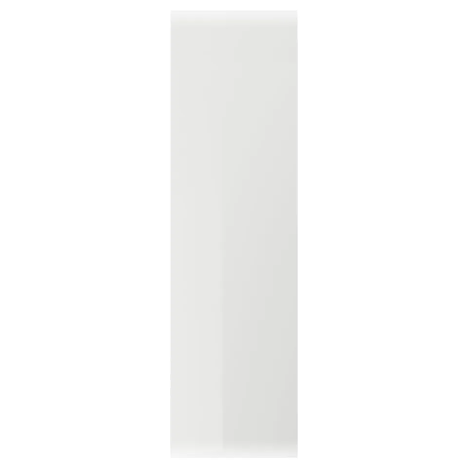 White RINGHULT cabinet door, sleek gloss, particleboard, easy clean, sturdy.