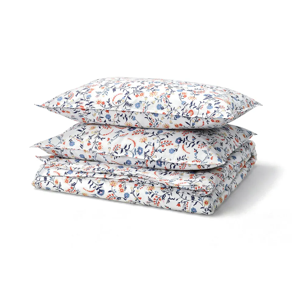 BRUDKRUSBÄR bed set, white with colourful flowers, floral pattern, soft cotton.