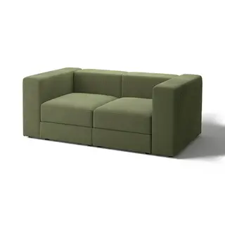JÄTTEBO 2-seat modular sofa, Samsala dark yellow-green, Depth 95 x Height 71 x Width 190 cm