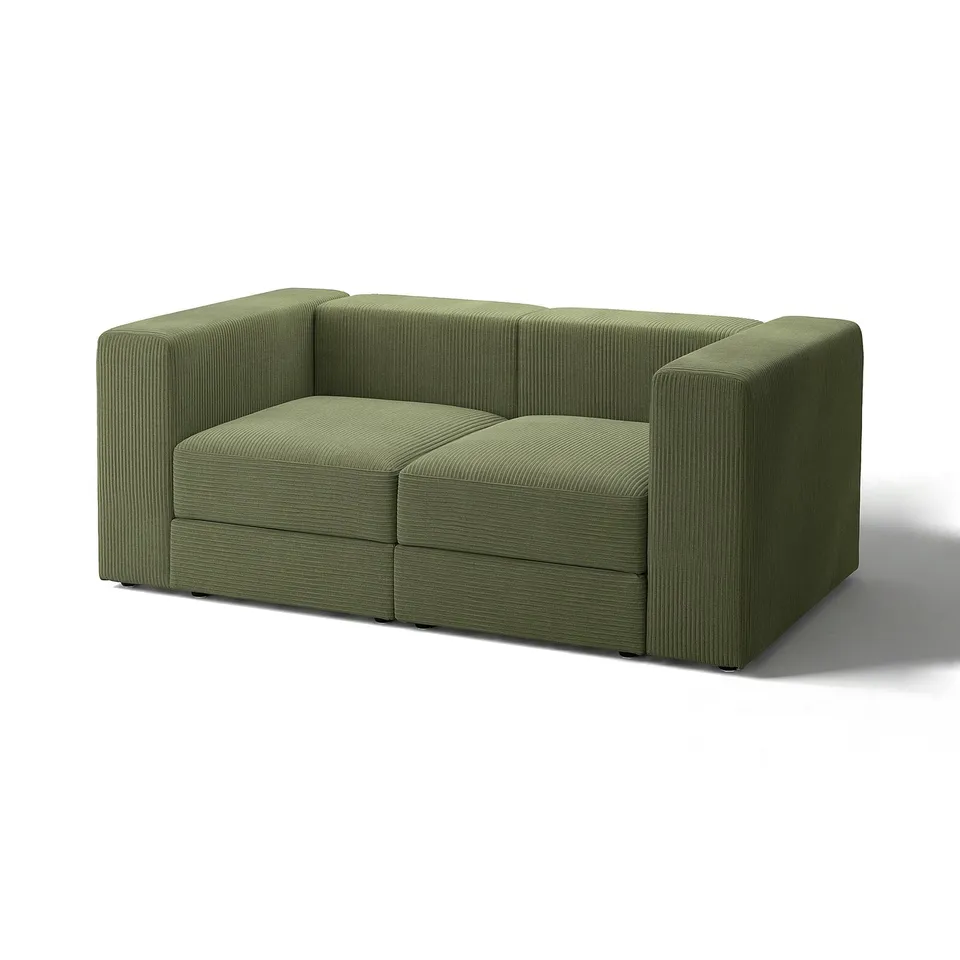 JÄTTEBO sofa: olive green, corduroy, modular, soft, clean lines.