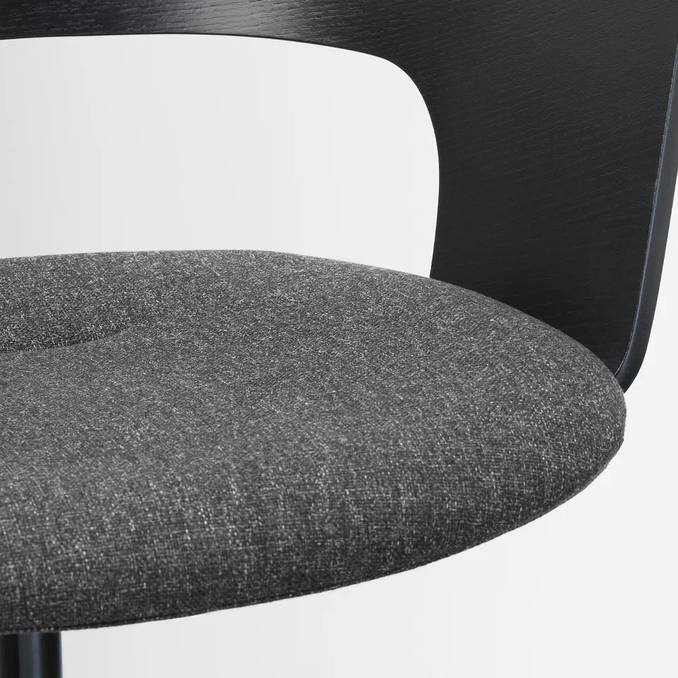 FJÄLLBERGET Conference chair with castors, black stained ash veneer/Gunnared dark grey