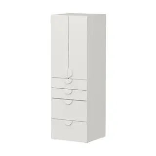 SMÅSTAD / PLATSA wardrobe, white white/with 4 drawers, 60x55x180 cm