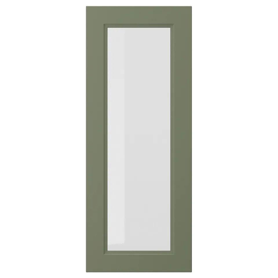 AXSTAD door, grey-green, rectangular, glass panel, smooth finish.