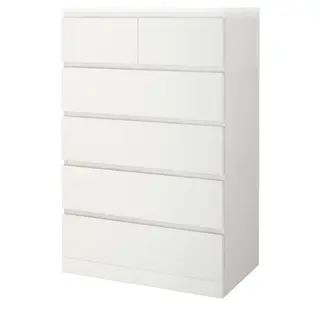 MALM chest of 6 drawers, white, 80x123 cm