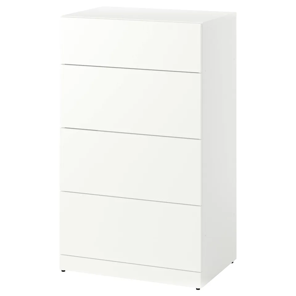 LASTARE Chest of 4 drawers, white, 60x42x100 cm