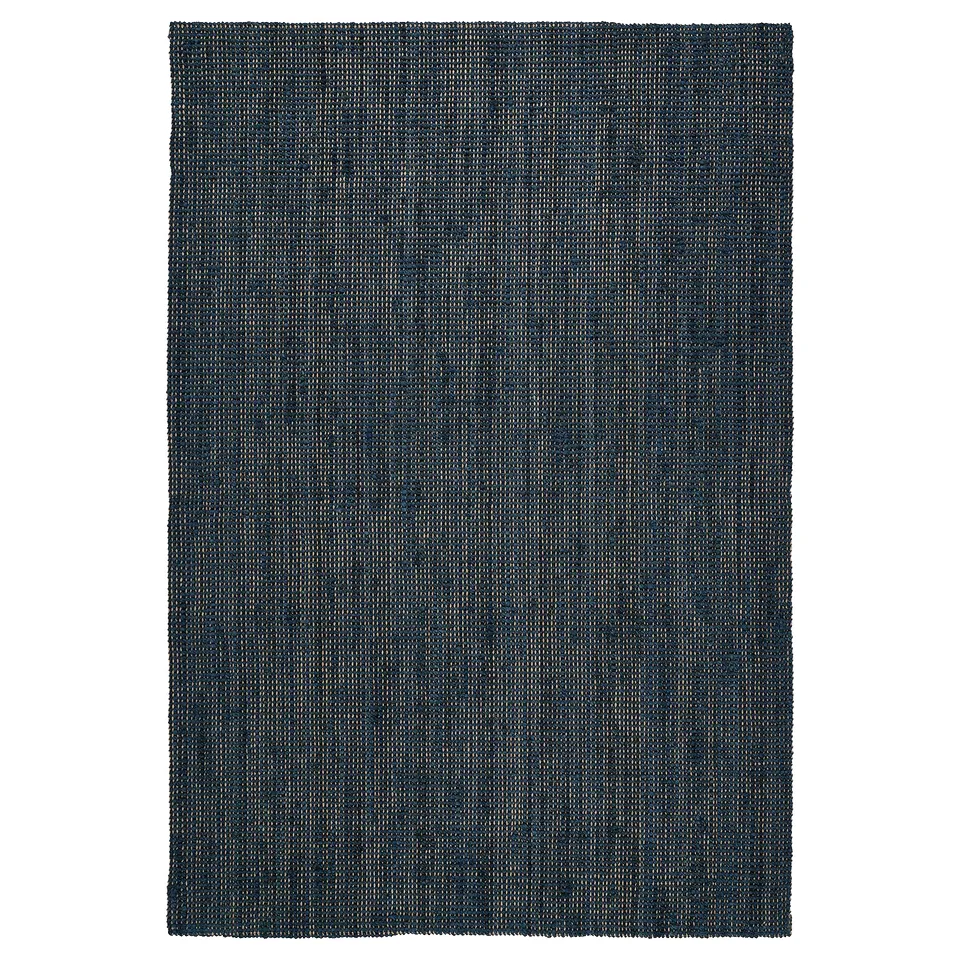 LANDBANA rug, dark blue, handmade jute, rectangular, simple woven texture.