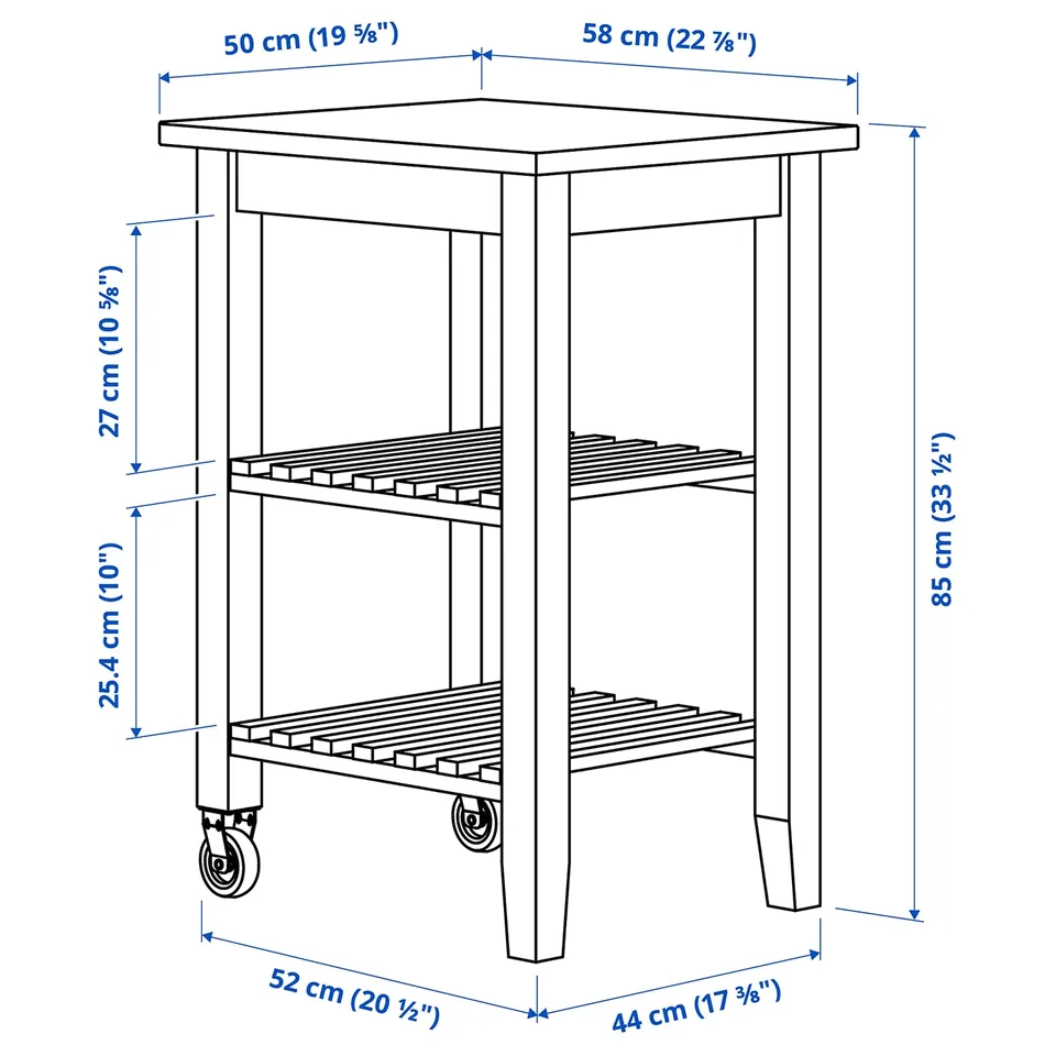 BEKVÄM Kitchen trolley, birch, 58x50 cm