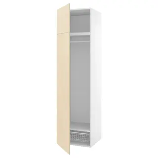 PLATSA wardrobe with 2 doors, white/Kalbåden lively pine effect, Width 60.0 x Depth 56.7 x Height 221.1 cm
