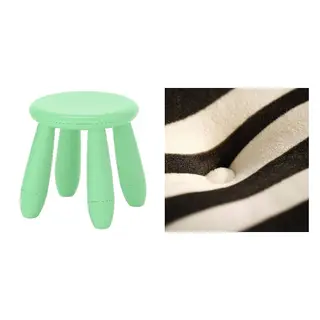 MAMMUT/SANDLÖPARE set: stool cover, in/outdoor/light green + black white/zebra pattern, Width 35 cm