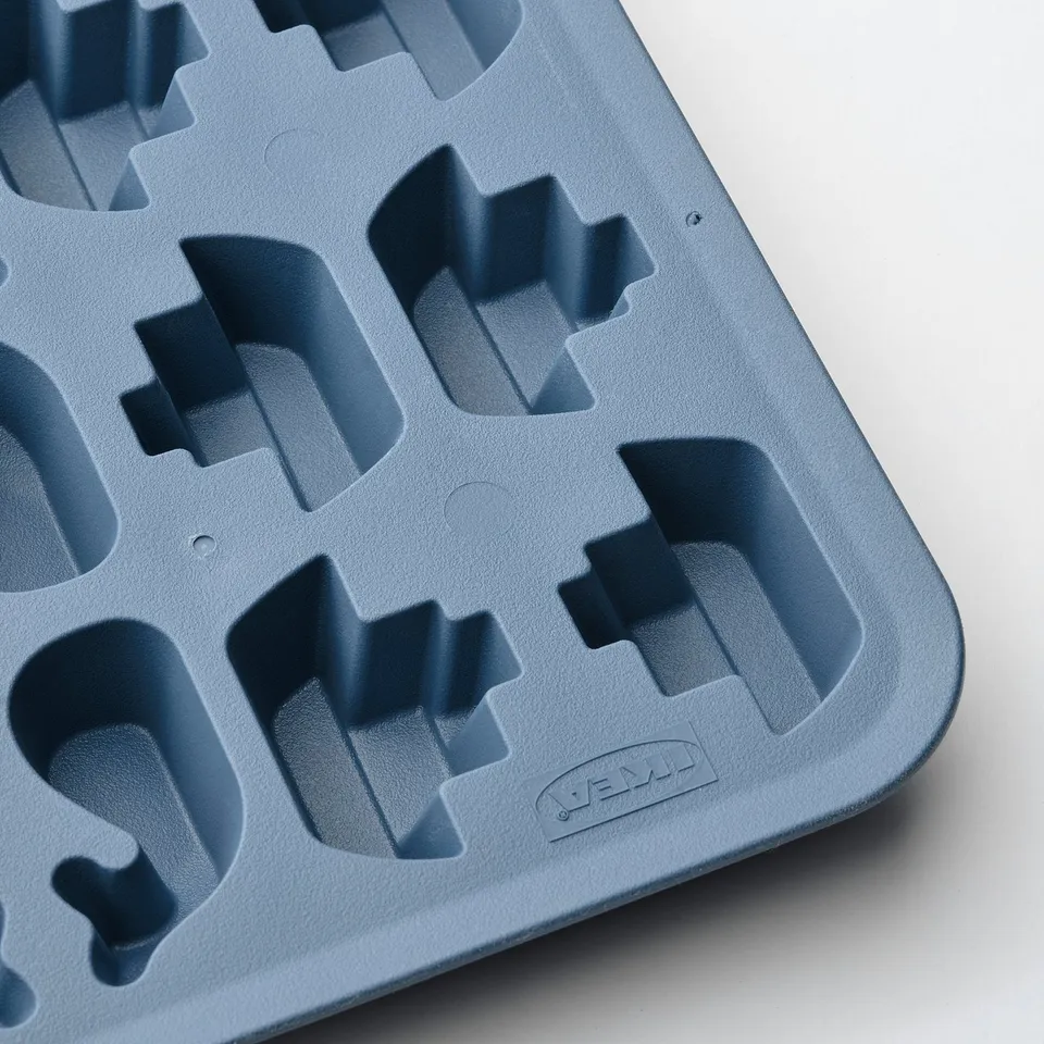 Blue ikea ice cube tray, fun summer shapes.