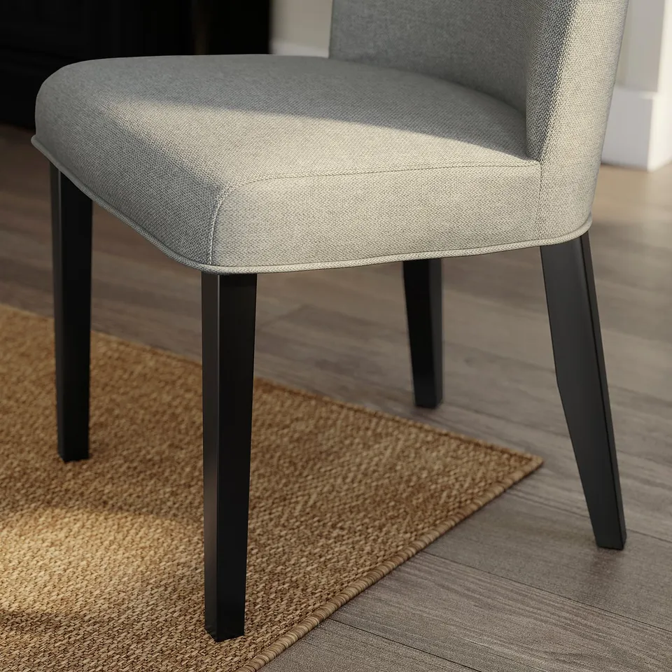 ROSENTORP / ROSENTORP Table and 6 chairs, black/Tibbleby beige-grey black, 160/215x110 cm