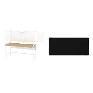 FRÖSKELÅS /LÅNESPELARE set: gaming desk + gaming mouse pad, white + black, 144x71 cm