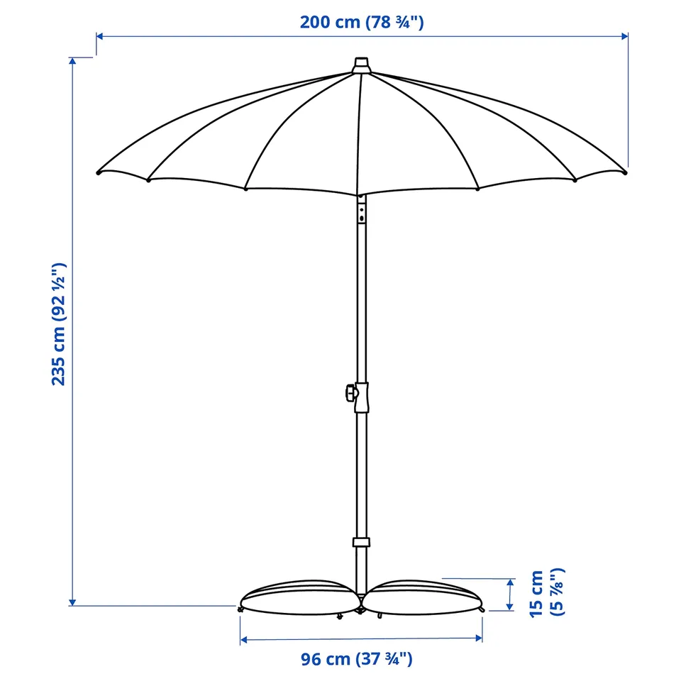 Illustration with measurements for the product: SAMSÖ.