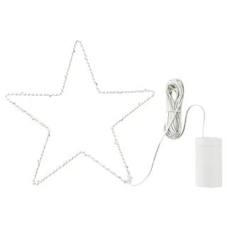 STRÅLA LED decoration lighting, battery-operated/star-shaped silver-colour, 27 cm
