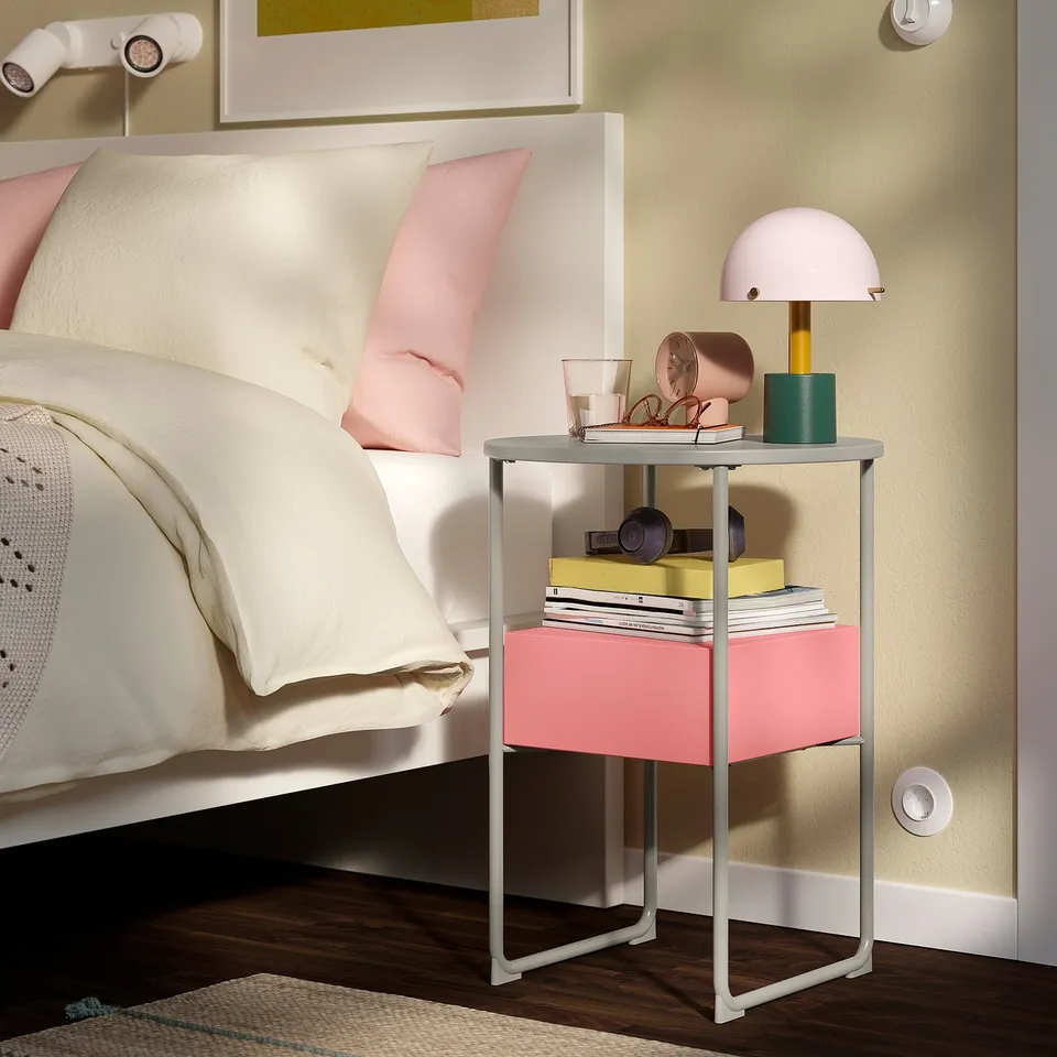 BLANKHÄLLAN Bedside table, beige/pink