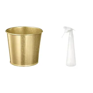 DAIDAI/TOMAT set: plant pot + spray bottle, brass-colour + white