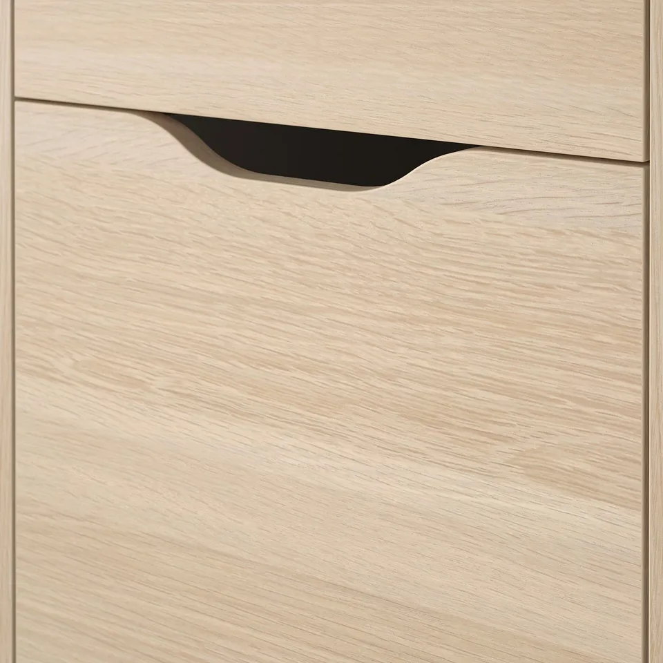A light wood-finished drawer unit with a sleek, modern design. The drawer has a clean, minimalist look and is part of the ALEX series.