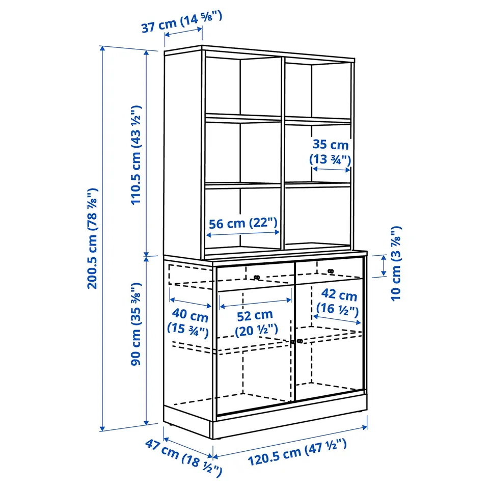 Illustration with measurements for the product: TONSTAD.