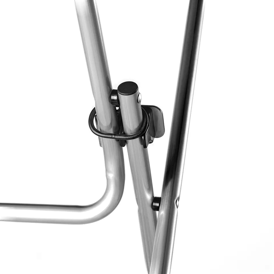 Metal table hinge, sturdy design, metallic finish, folds for space-saving.