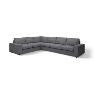 VIMLE corner sofa, 5-seat, with wide armrests/Gunnared medium grey