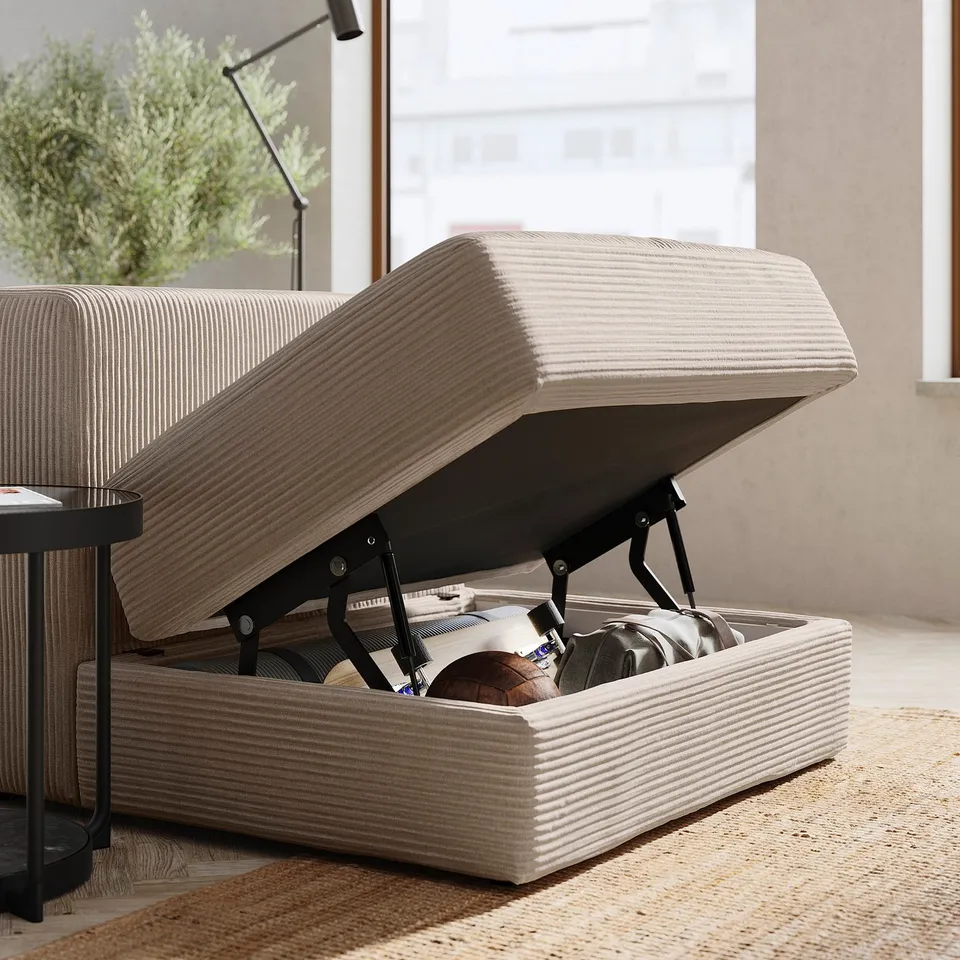 JÄTTEBO sofa in beige with storage, modern design.