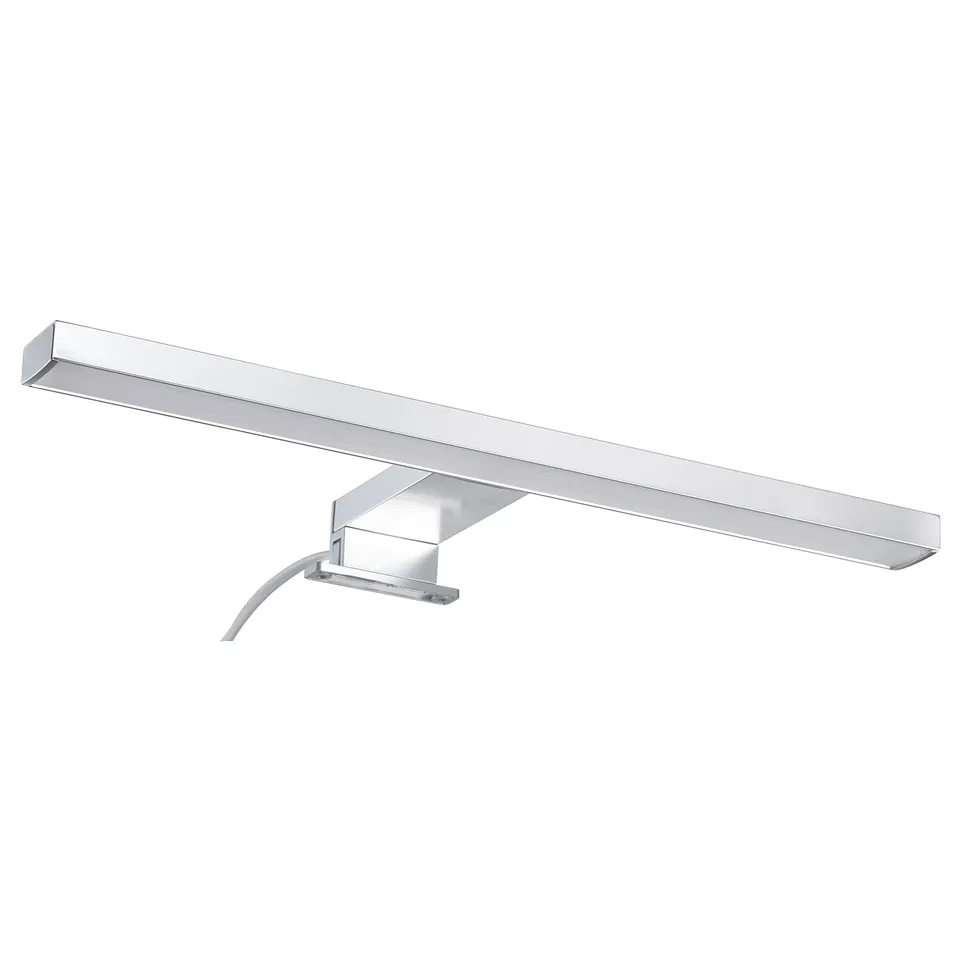 Silver VÅTHULT lamp, modern design, for bathroom, mounts above mirror.