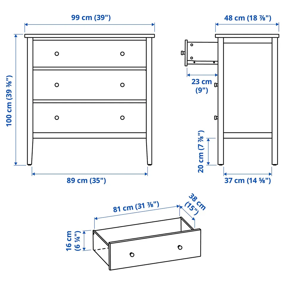 Illustration with measurements for the product: GULLABERG.