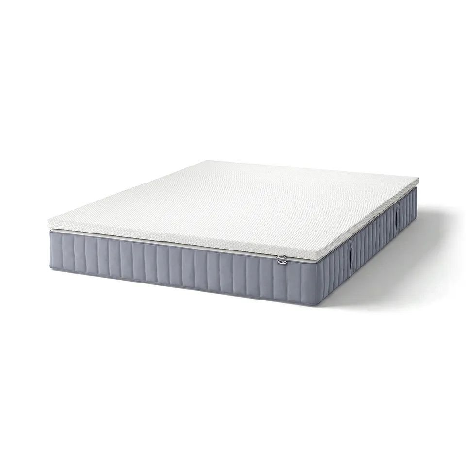 VALEVÅG Mattress and mattress pad, extra firm light blue/Nordberget white, 180x200 cm
