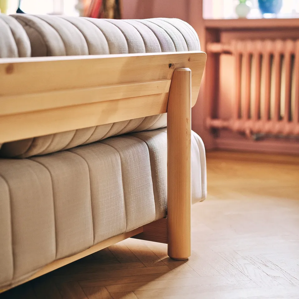 IKEA PS 2026 3-seat sofa-bed, Skiftebo light grey-beige