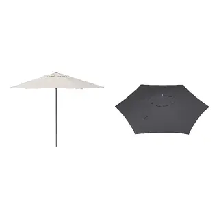 JOGGESÖ/LINDÖJA set: parasol + parasol canopy, light grey-beige + anthracite, 300 cm