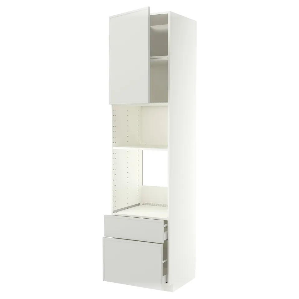 METOD / MAXIMERA High cabinet f built-in appliances, white/Aspudden light grey, 60x60x240 cm