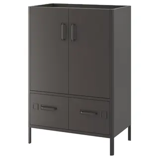 IDÅSEN cabinet with doors and drawers, dark grey, 80x47x119 cm