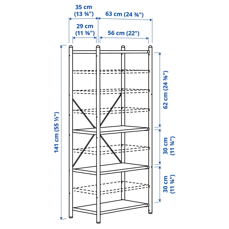 FRÖSKELÅS Storage unit, white, 63x35x141 cm