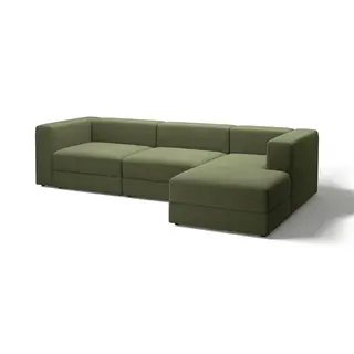 JÄTTEBO 4-seat mod sofa w chaise longue, right/Samsala dark yellow-green, Width 310 x Depth 160 x Height 71 cm