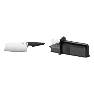 ASPEKT/VÖRDA set: cleaver + knife sharpener, black, 18 cm