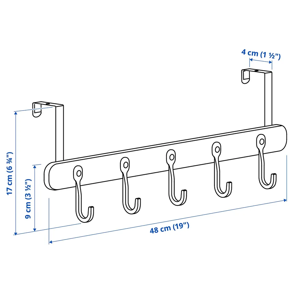 ÅRSJÖN Hanger for door/wall, black